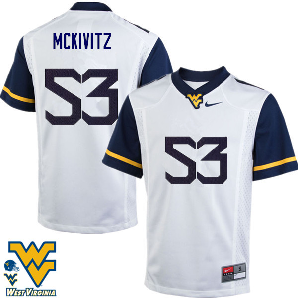 NCAA Men's Colton McKivitz West Virginia Mountaineers White #53 Nike Stitched Football College Authentic Jersey PX23C73OV